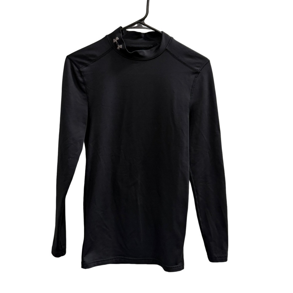 UNDER ARMOUR Coldgear Mock Neck Base Layer Shirt Black Boy's Size Small